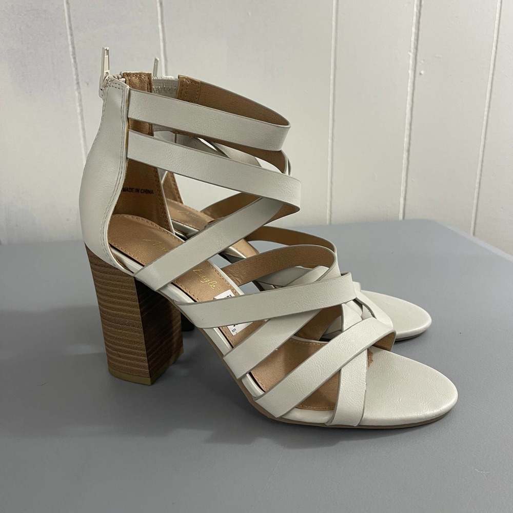 American Eagle Outfitters Cream Strappy Block Heel Sandals